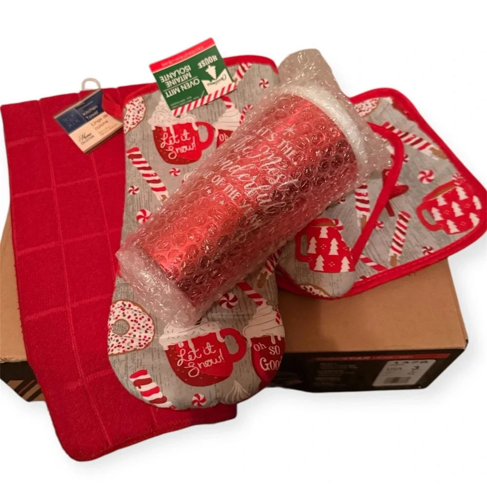 Holiday Red and Gray Party Tableware Set